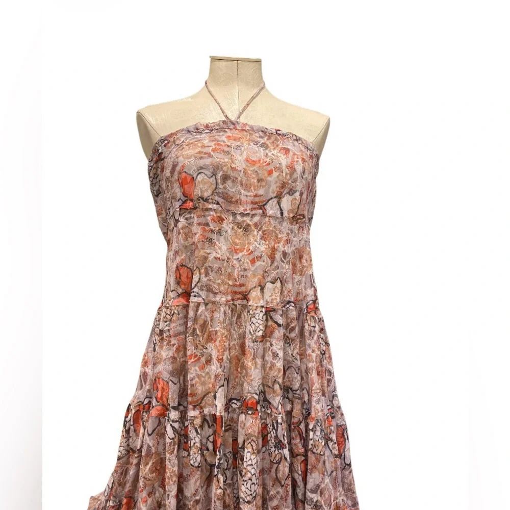 NWT Floral Halter Tiered Maxi Dress - Multicolor size M